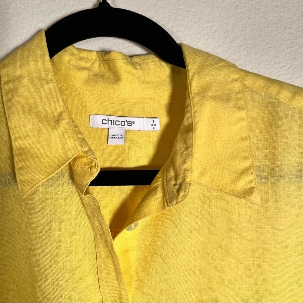 Chico's Yellow Button Down Shirt Size Medium - Picture 3 of 12